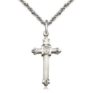 Sterling Silver Cross Medal Catholic Jewelry Engraved Catholic Saint Jewelry
