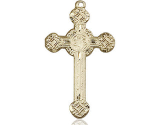 14kt Gold Filled Cross Medal Engraved Catholic Saint Jewelry