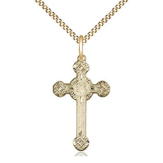 14kt Gold Filled Cross Medal Catholic Jewelry Engraved Catholic Saint Jewelry