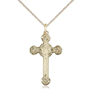 14kt Gold Filled Cross Medal Catholic Jewelry Engraved Catholic Saint Jewelry
