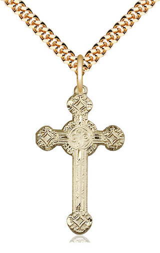 14kt Gold Filled Cross Medal Catholic Jewelry Engraved Catholic Saint Jewelry