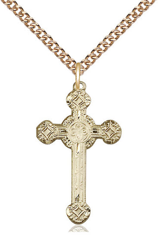 14kt Gold Filled Cross Medal Catholic Jewelry Engraved Catholic Saint Jewelry