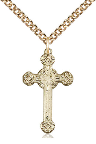 14kt Gold Filled Cross Medal Catholic Jewelry Engraved Catholic Saint Jewelry