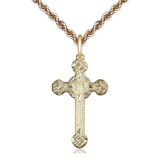 14kt Gold Filled Cross Medal Catholic Jewelry Engraved Catholic Saint Jewelry
