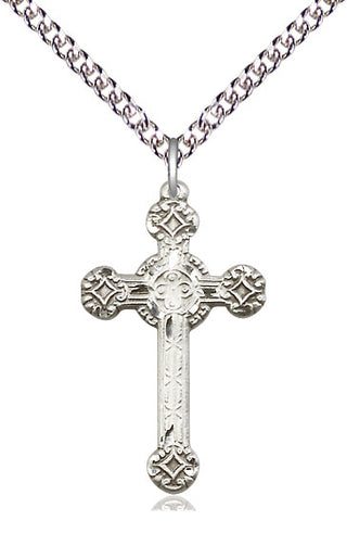 Sterling Silver Cross Medal Catholic Jewelry Engraved Catholic Saint Jewelry