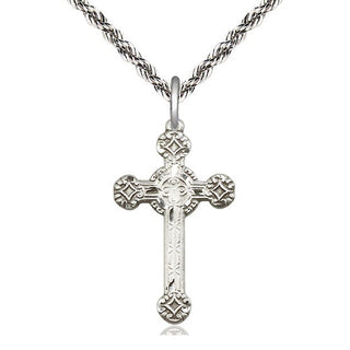 Sterling Silver Cross Medal Catholic Jewelry Engraved Catholic Saint Jewelry