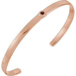 14K Rose Natural Mozambique Garnet Cuff 6" Bracelet