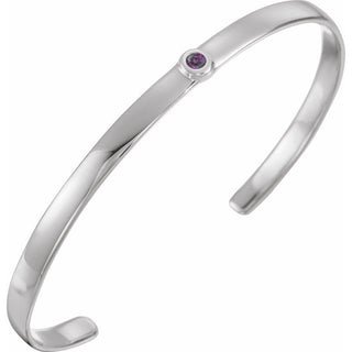 14K White Lab-Grown Alexandrite Cuff 6" Bracelet