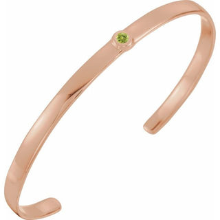 14K Rose Natural Peridot Cuff 6" Bracelet