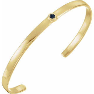 14K Yellow Natural Blue Sapphire Cuff 6" Bracelet