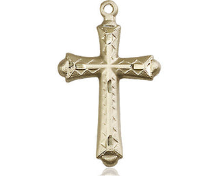 14kt Gold Cross Medal Engraved Catholic Saint Jewelry