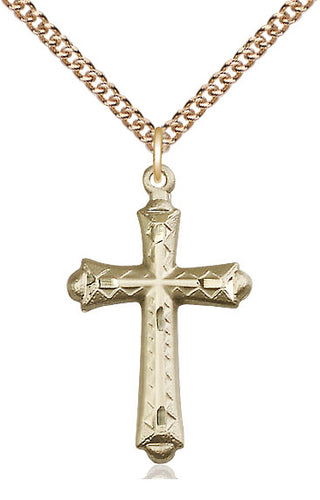 14kt Gold Cross Medal Engraved Catholic Saint Jewelry
