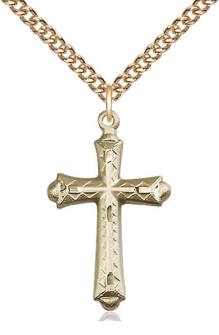 14kt Gold Cross Medal Engraved Catholic Saint Jewelry
