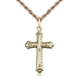 14kt Gold Cross Medal Engraved Catholic Saint Jewelry