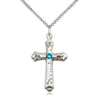 Sterling Silver Cross | 3mm Zircon Swarovski stone | 18-inch Sterling Silver Chain | Engravable