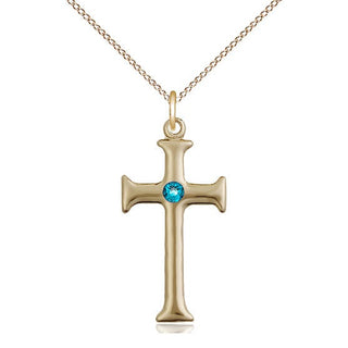 14kt Gold Filled Cross | 3mm Zircon Swarovski stone | 18-inch Gold Filled Chain | Engravable
