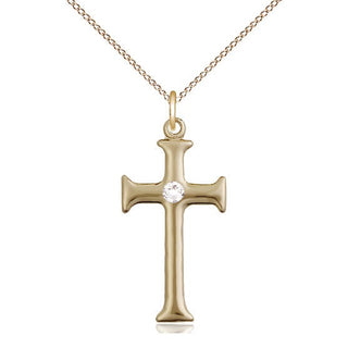 14kt Gold Filled Cross | 3mm Crystal Swarovski stone | 18-inch Gold Filled Chain | Engravable