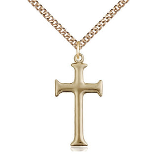 14kt Gold Cross Medal Engraved Catholic Saint Jewelry