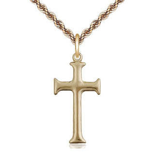 14kt Gold Cross Medal Engraved Catholic Saint Jewelry