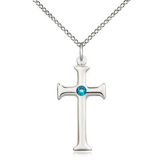 Sterling Silver Cross | 3mm Zircon Swarovski stone | 18-inch Sterling Silver Chain | Engravable