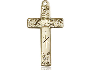 14kt Gold Filled Cross Medal Engraved Catholic Saint Jewelry