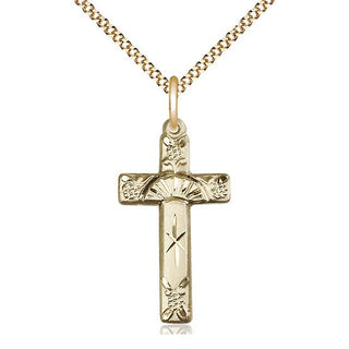 14kt Gold Filled Cross Medal Catholic Jewelry Engraved Catholic Saint Jewelry