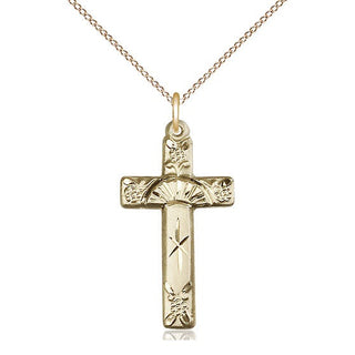 14kt Gold Filled Cross Medal Catholic Jewelry Engraved Catholic Saint Jewelry