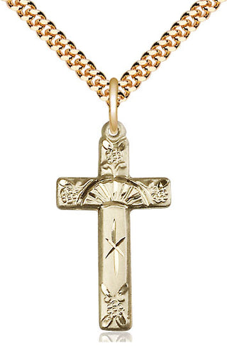 14kt Gold Filled Cross Medal Catholic Jewelry Engraved Catholic Saint Jewelry