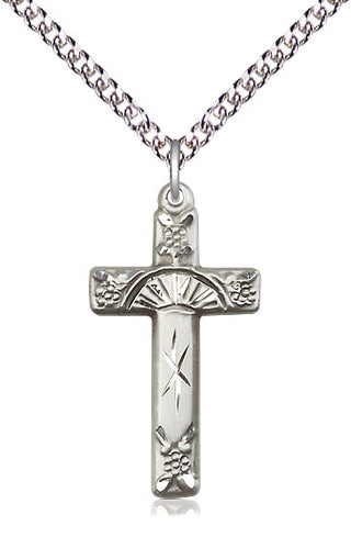 Sterling Silver Cross Medal Catholic Jewelry Engraved Catholic Saint Jewelry