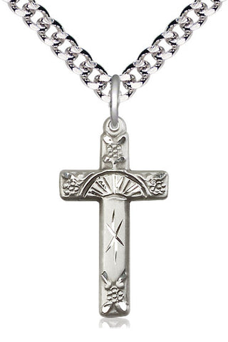 Sterling Silver Cross Medal Catholic Jewelry Engraved Catholic Saint Jewelry