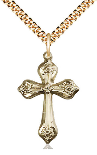 14kt Gold Filled Cross Medal Catholic Jewelry Engraved Catholic Saint Jewelry