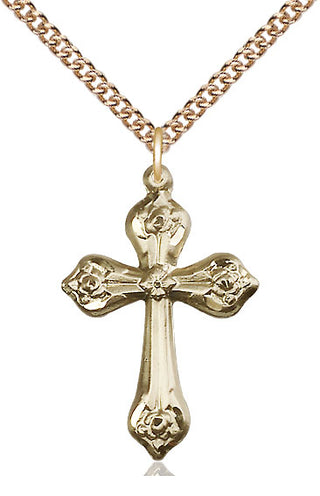 14kt Gold Filled Cross Medal Catholic Jewelry Engraved Catholic Saint Jewelry