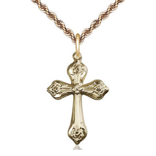 14kt Gold Cross Medal Engraved Catholic Saint Jewelry