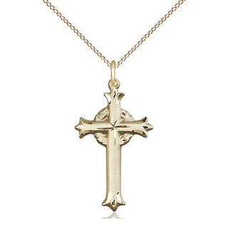 14kt Gold Cross Medal Engraved Catholic Saint Jewelry