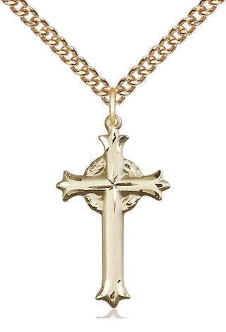 14kt Gold Cross Medal Engraved Catholic Saint Jewelry