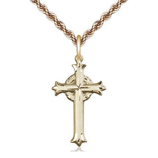 14kt Gold Cross Medal Engraved Catholic Saint Jewelry