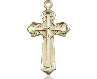 14kt Gold Filled Cross Medal Engraved Catholic Saint Jewelry