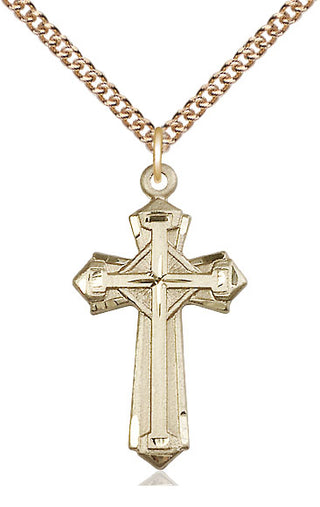 14kt Gold Filled Cross Medal Catholic Jewelry Engraved Catholic Saint Jewelry