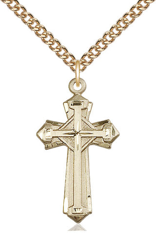 14kt Gold Filled Cross Medal Catholic Jewelry Engraved Catholic Saint Jewelry