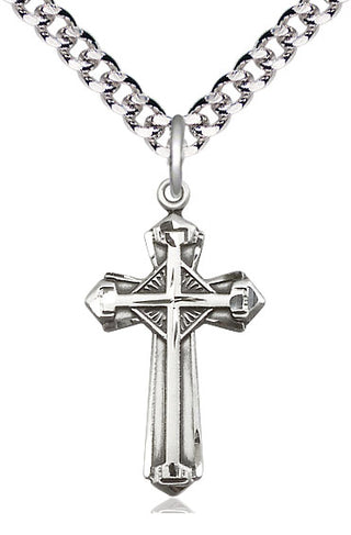 Sterling Silver Cross Medal Catholic Jewelry Engraved Catholic Saint Jewelry