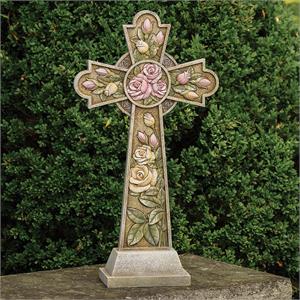26-Inch Garden Cross With Roses - View 2