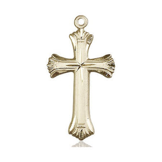 14kt Gold Cross Medal Engraved Catholic Saint Jewelry