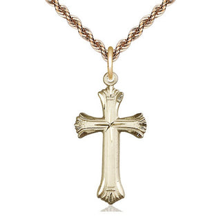 14kt Gold Cross Medal Engraved Catholic Saint Jewelry