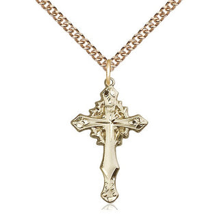 14kt Gold Filled Cross Medal Catholic Jewelry Engraved Catholic Saint Jewelry