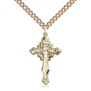 14kt Gold Filled Cross Medal Catholic Jewelry Engraved Catholic Saint Jewelry