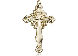14kt Gold Cross Medal Engraved Catholic Saint Jewelry