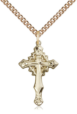 14kt Gold Cross Medal Engraved Catholic Saint Jewelry
