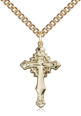 14kt Gold Cross Medal Engraved Catholic Saint Jewelry