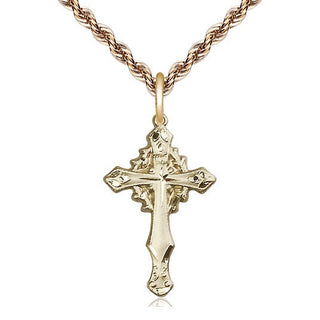 14kt Gold Cross Medal Engraved Catholic Saint Jewelry