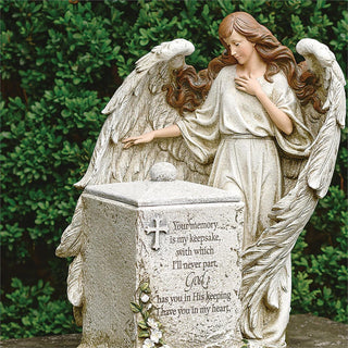 16-Inch Memorial Box With Angel & Verse - Garden